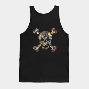 Floral Skull and Crossbones Tank Top